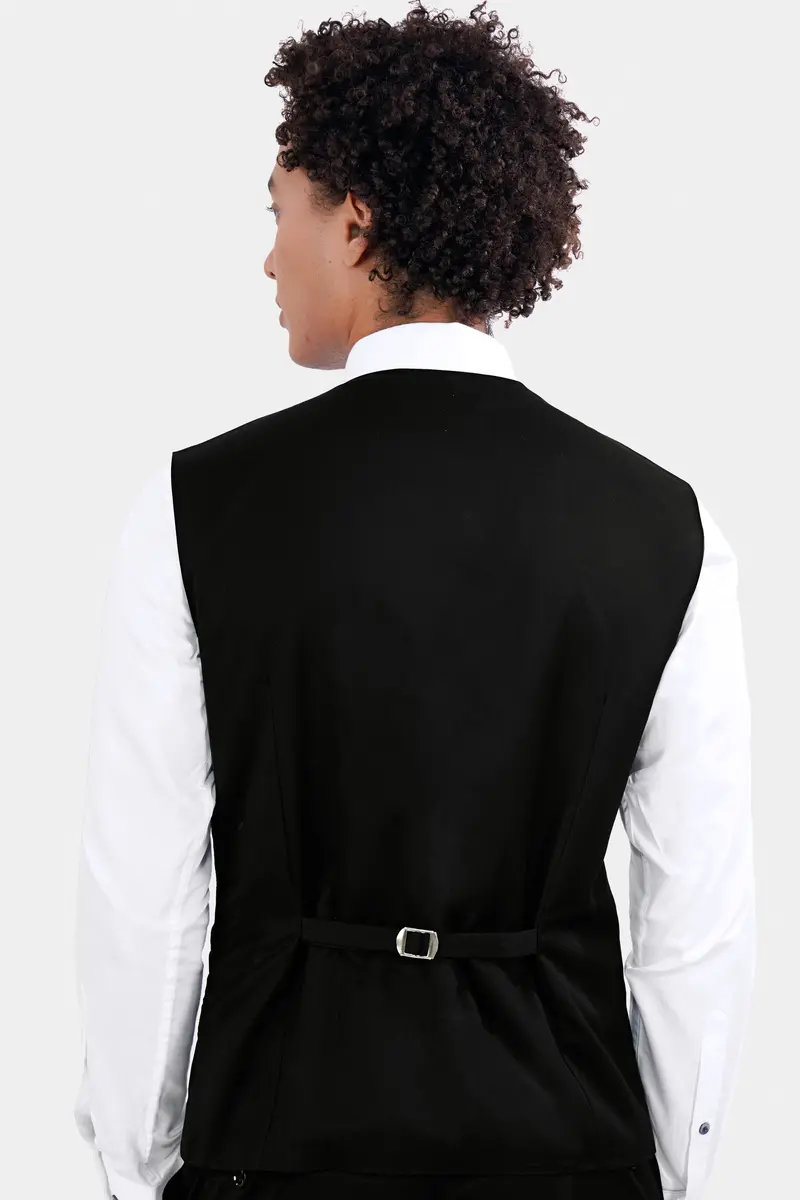 Jade Black Wool Rich Waistcoat 4