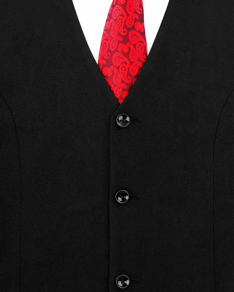 Jade Black Wool Rich Waistcoat 5