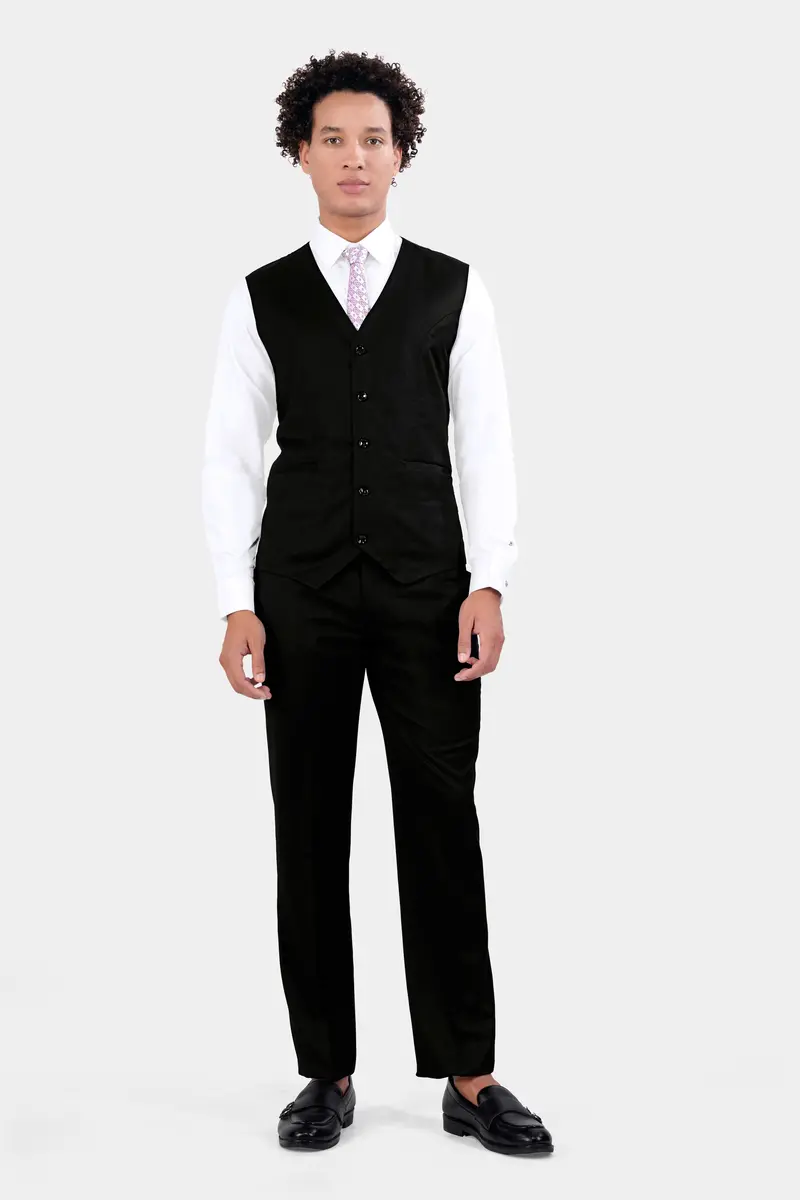 Jade Black Wool Rich Waistcoat 5