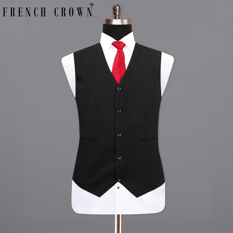 Jade Black Wool Rich Waistcoat 7