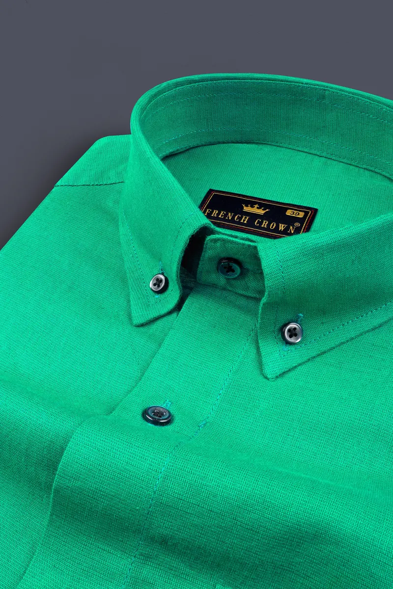 Jade Green Luxurious Linen Shirt 1