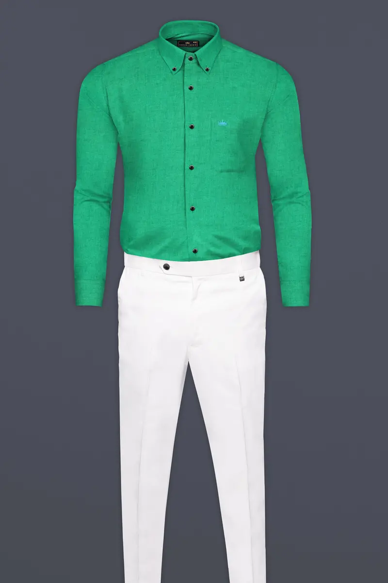 Jade Green Luxurious Linen Shirt 5