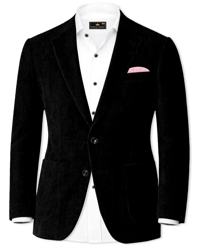 Jadenzo-Jade Black Corduroy Premium Single Breasted Sports Blazer 1