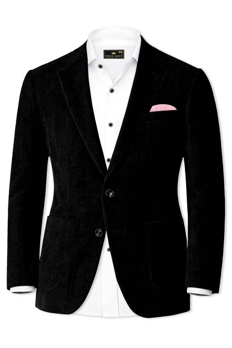 Jadenzo-Jade Black Corduroy Premium Single Breasted Sports Suit 10
