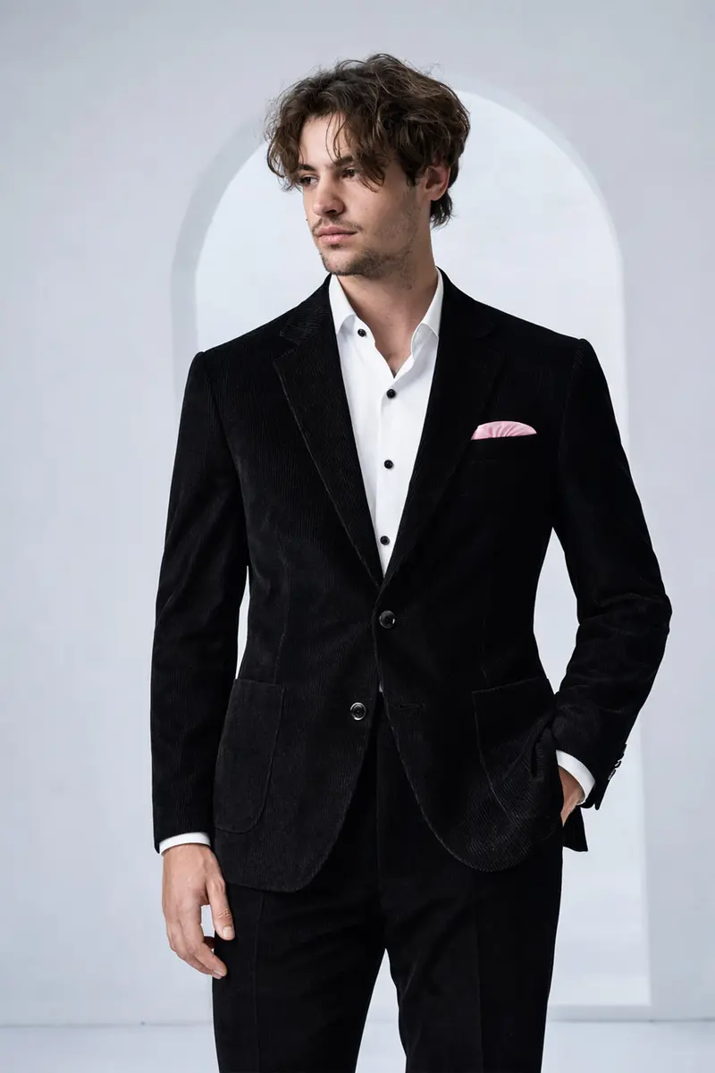 Jadenzo-Jade Black Corduroy Premium Single Breasted Sports Suit 11