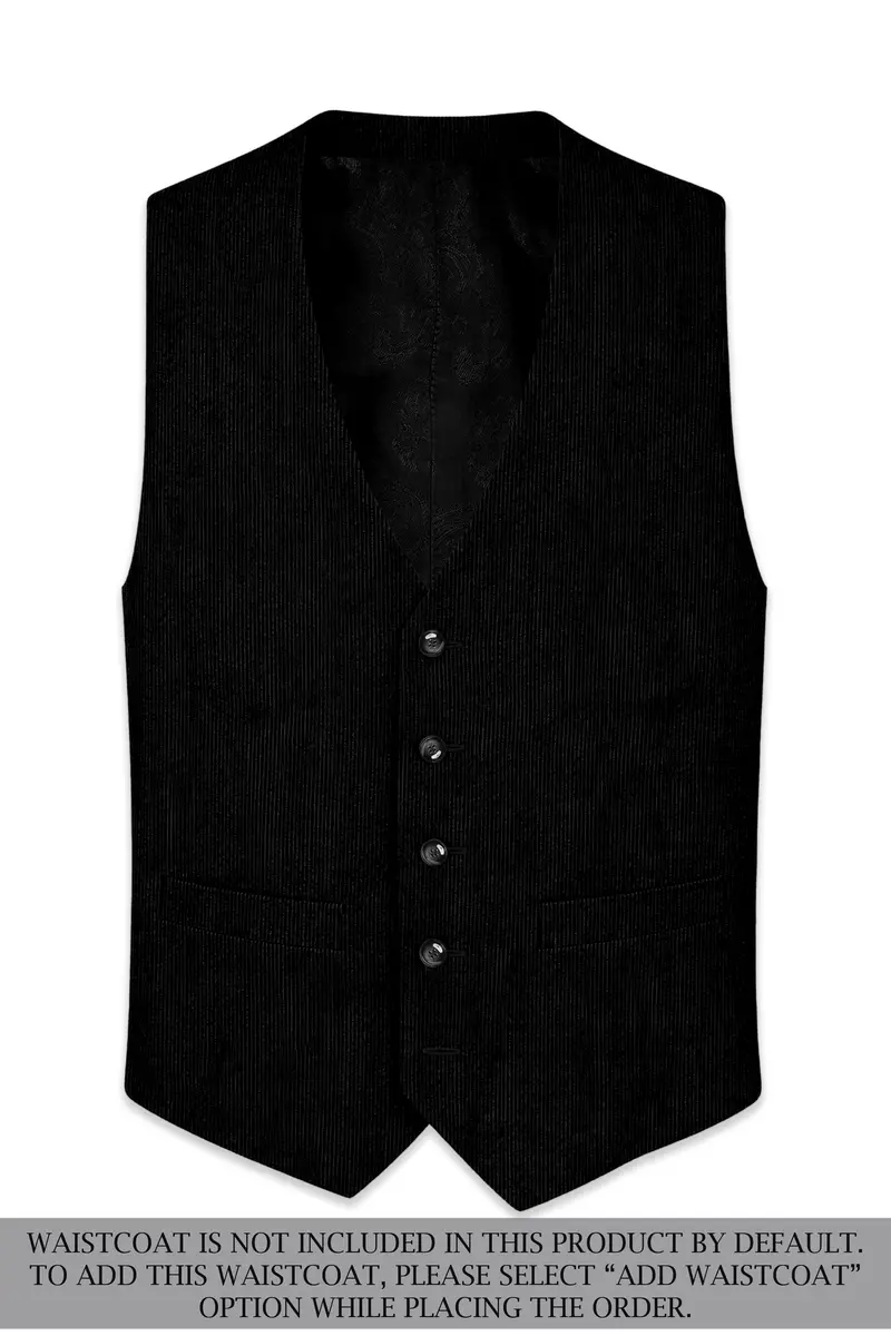 Jadenzo-Jade Black Corduroy Premium Single Breasted Sports Suit 16