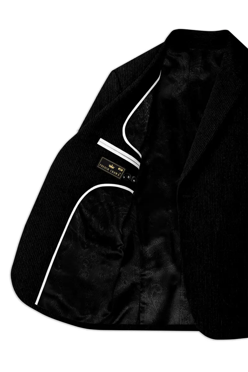 Jadenzo-Jade Black Corduroy Premium Single Breasted Sports Suit 6
