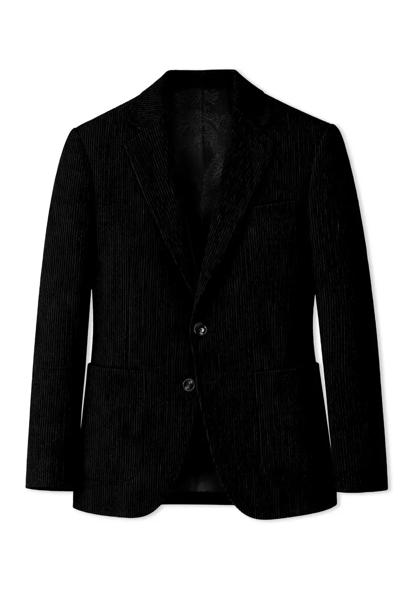 Jadenzo-Jade Black Corduroy Premium Single Breasted Sports Suit 8