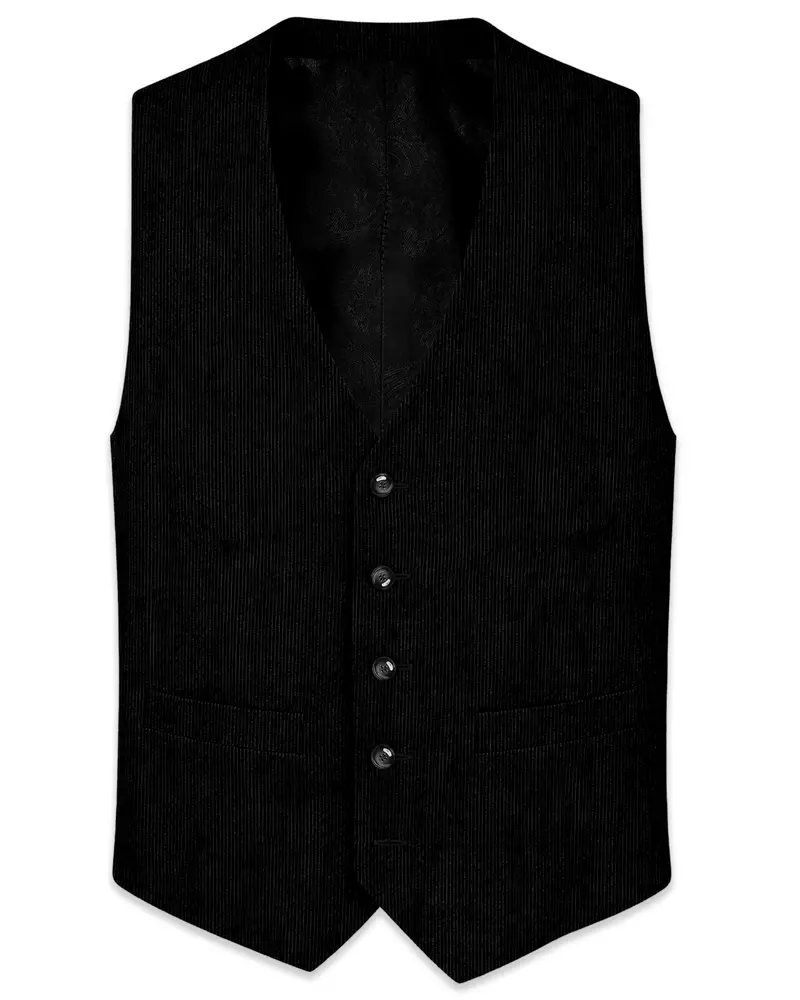 Jadenzo-Jade Black Corduroy Premium Waistcoat 1