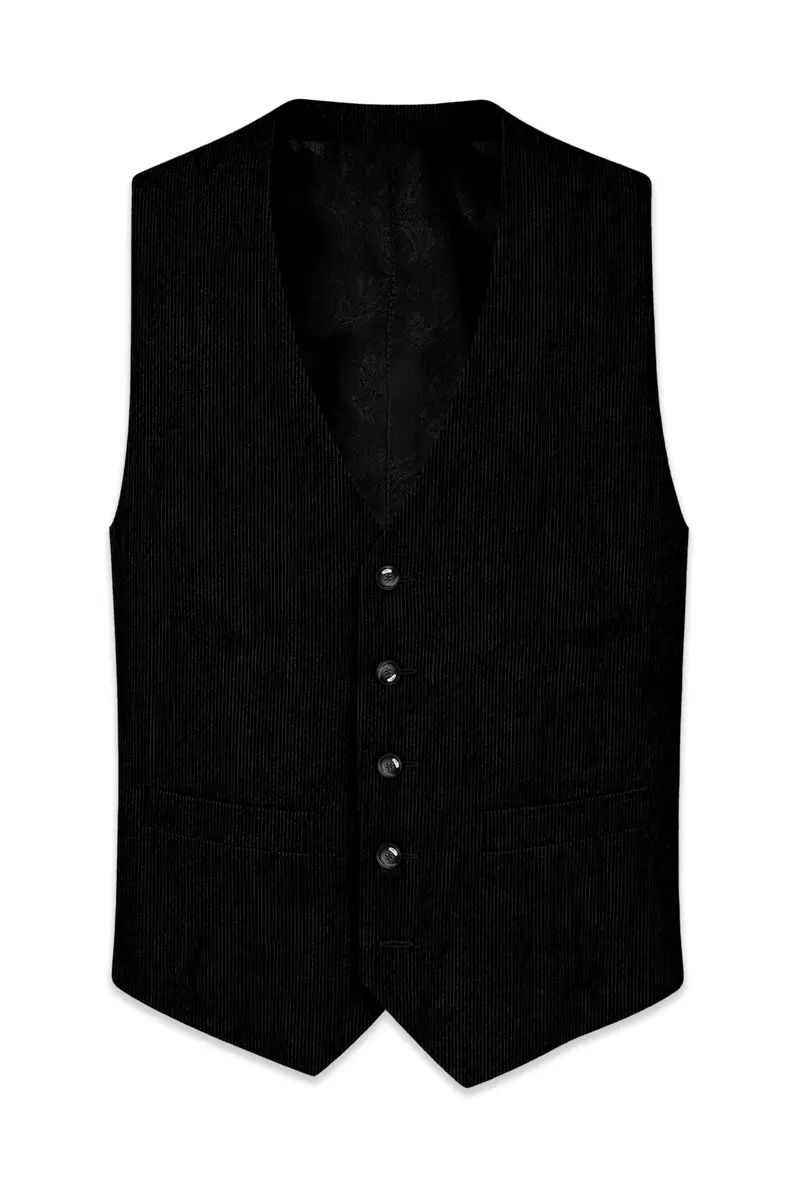 Jadenzo-Jade Black Corduroy Premium Waistcoat 2