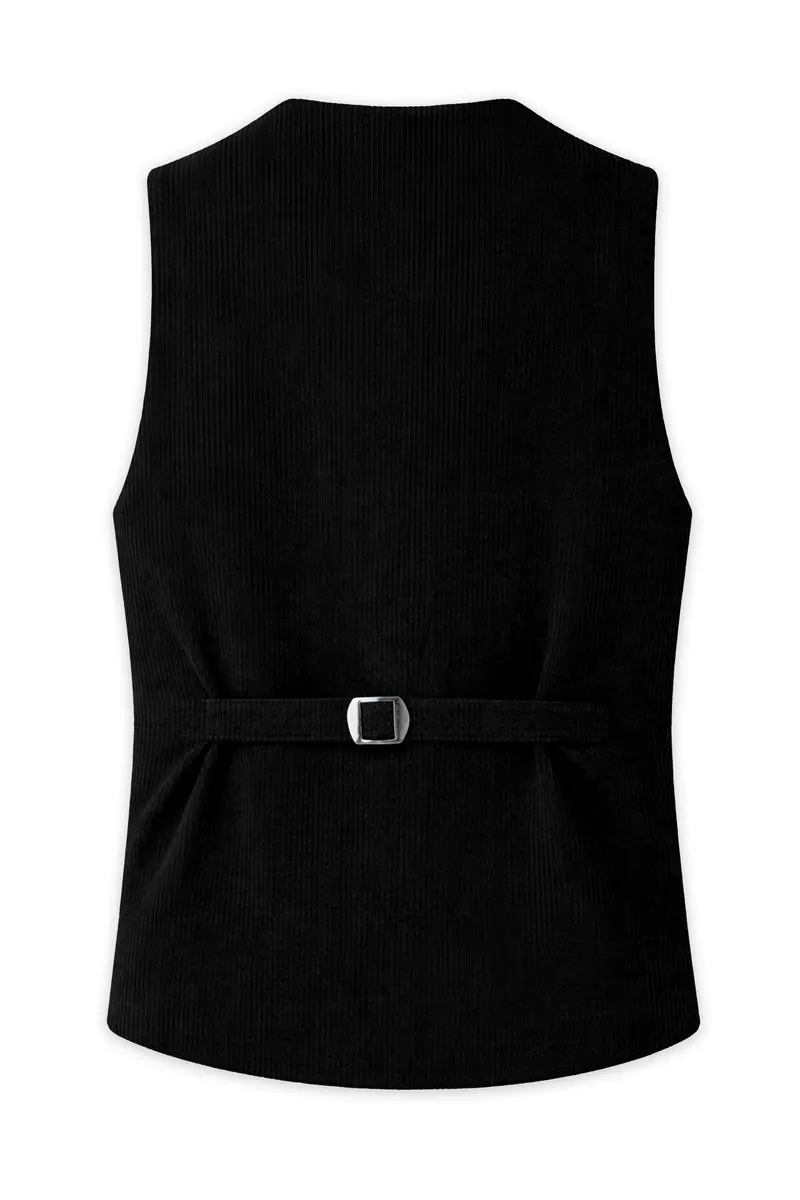 Jadenzo-Jade Black Corduroy Premium Waistcoat 4