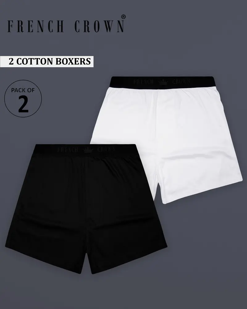 Jadurel-Jade Black And Bright White Elastane Stretch Subtle Sheen Super Soft Premium Cotton Boxers 1