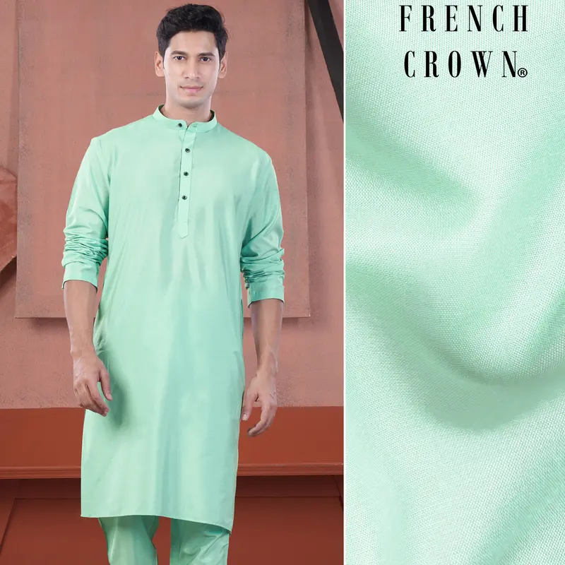 Jagged Green Subtle Sheen Viscose Kurta 1
