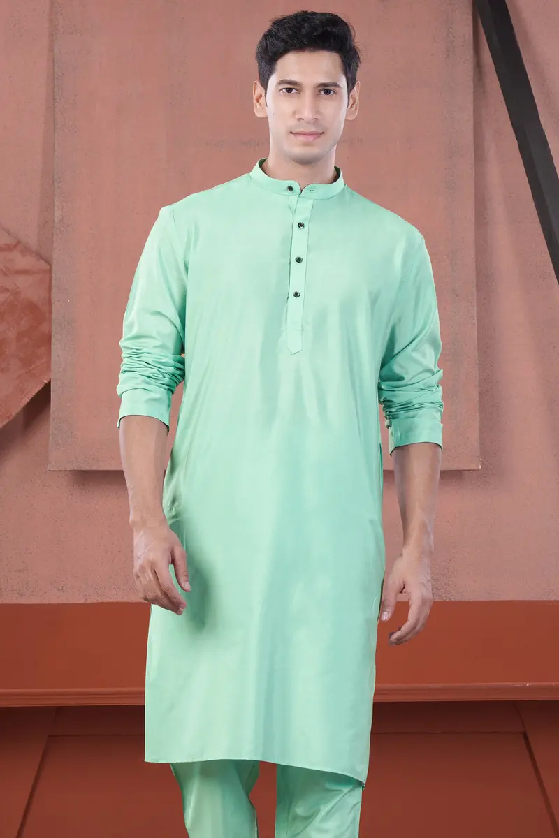 Jagged Green Subtle Sheen Viscose Kurta 2