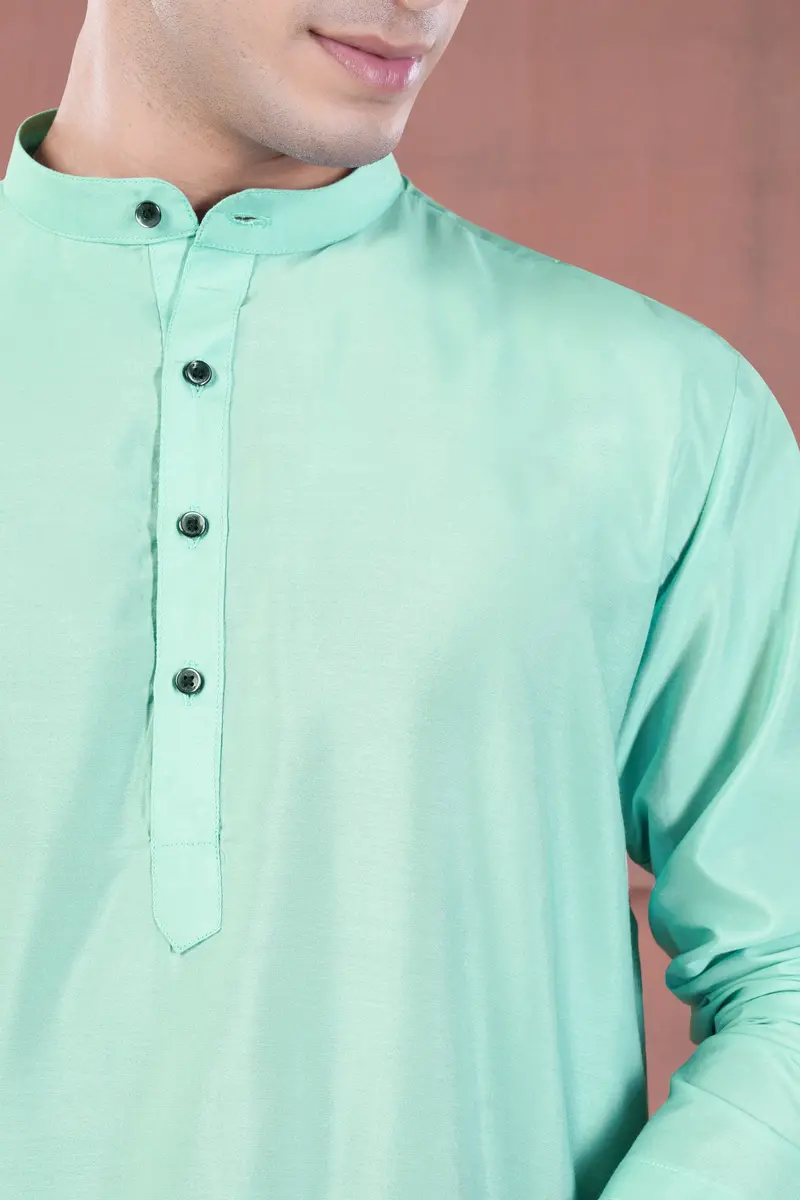 Jagged Green Subtle Sheen Viscose Kurta 4