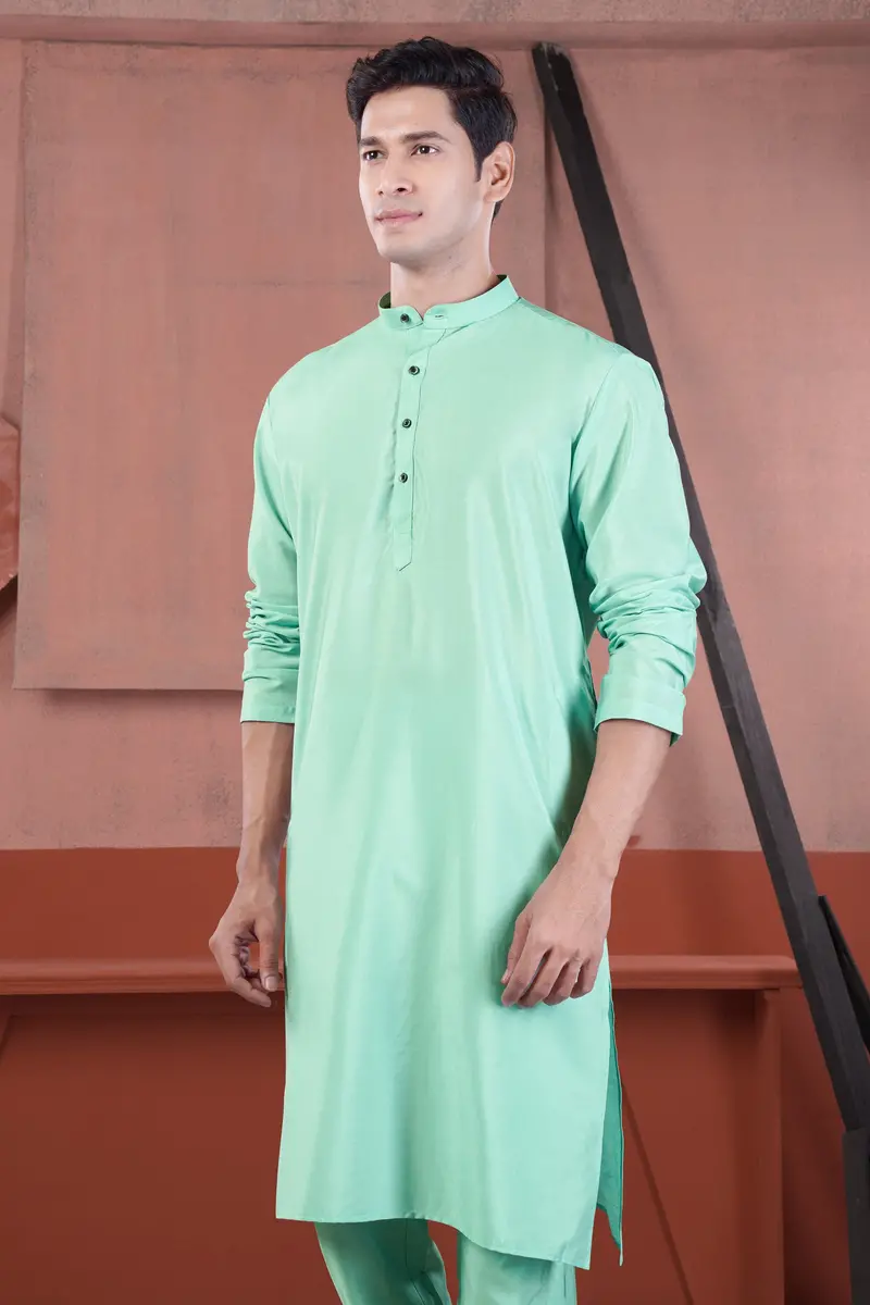 Jagged Green Subtle Sheen Viscose Kurta 5