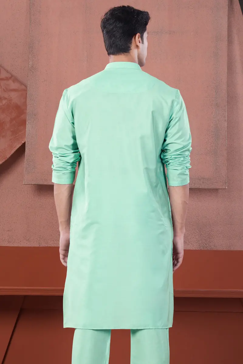 Jagged Green Subtle Sheen Viscose Kurta 7