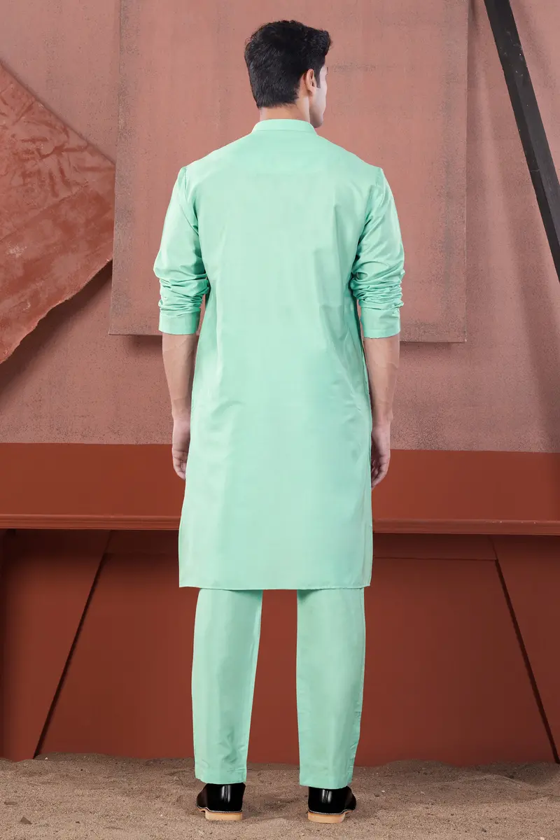 Jagged Green Subtle Sheen Viscose Kurta 9