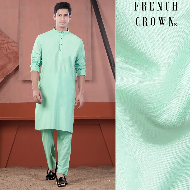 Jagged Green Subtle Sheen Viscose Kurta Set 1