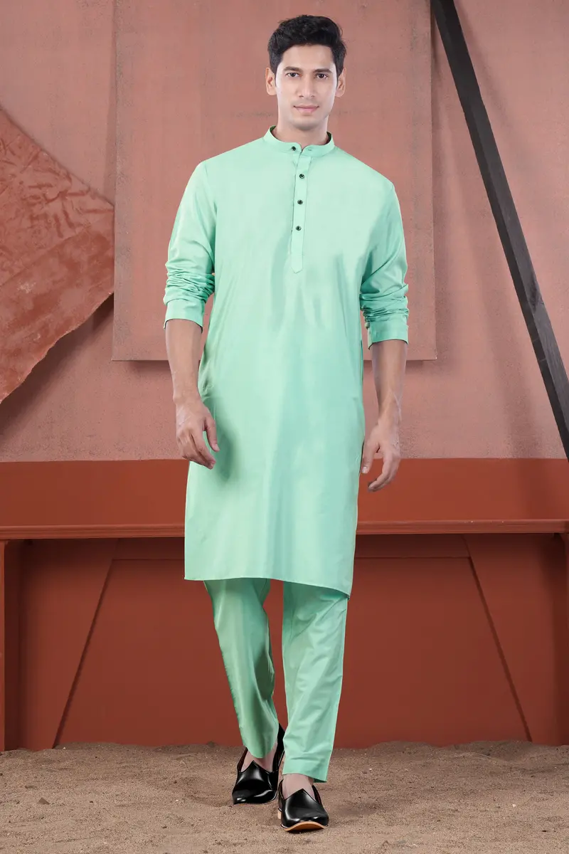 Jagged Green Subtle Sheen Viscose Kurta Set 2