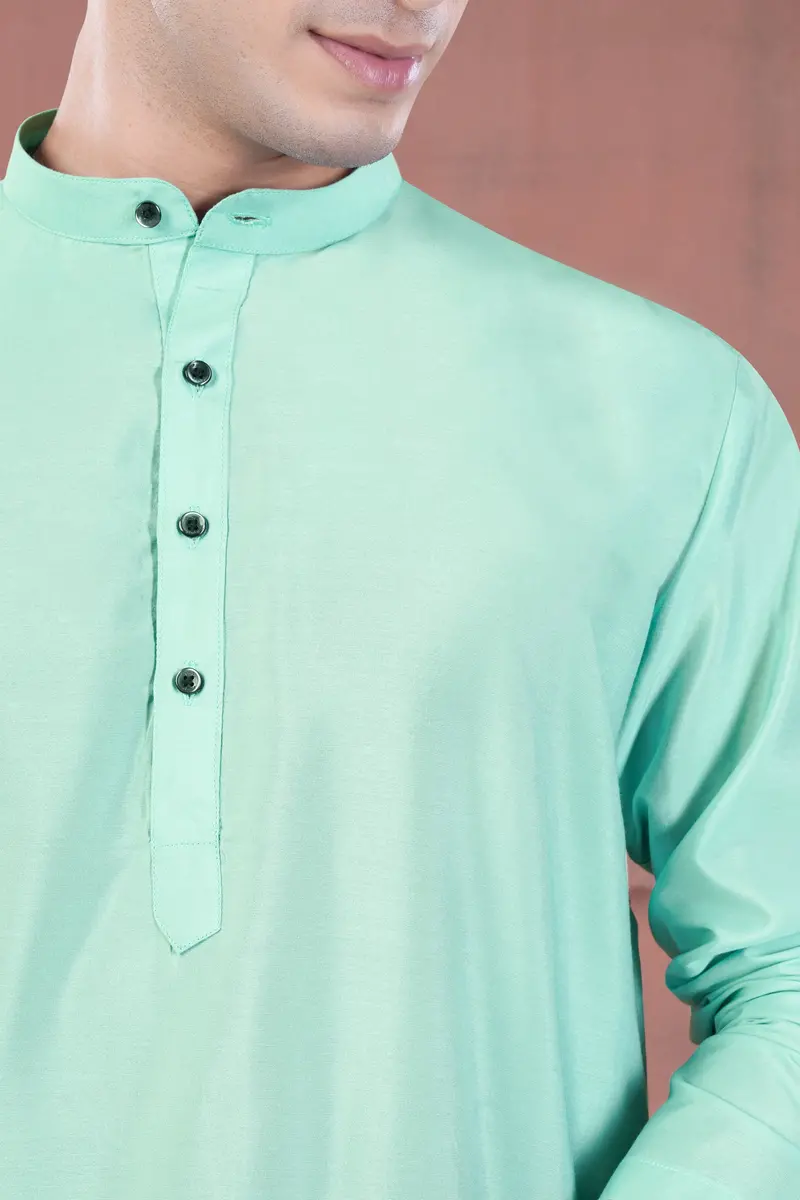 Jagged Green Subtle Sheen Viscose Kurta Set 4