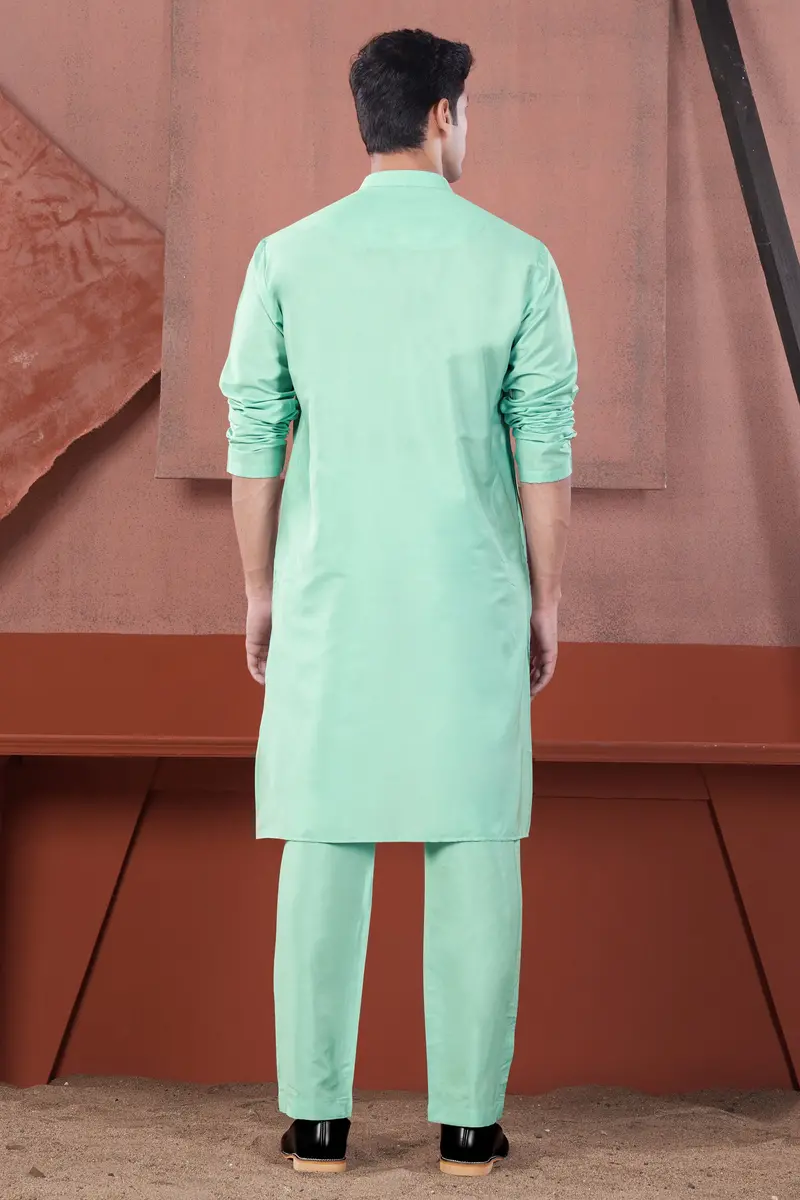 Jagged Green Subtle Sheen Viscose Kurta Set 8