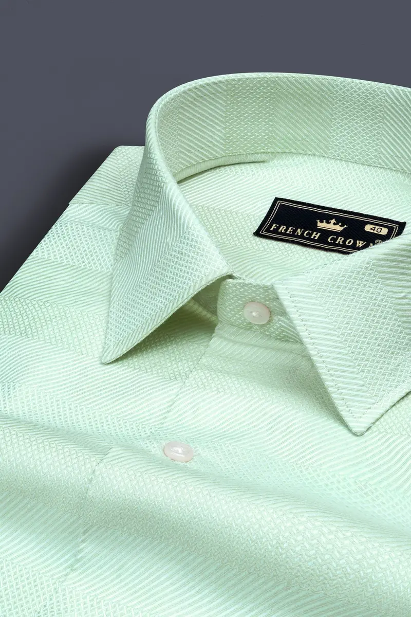 Jagged Ice Green Heavyweight Dobby Textured Premium Giza Cotton Shirt 1