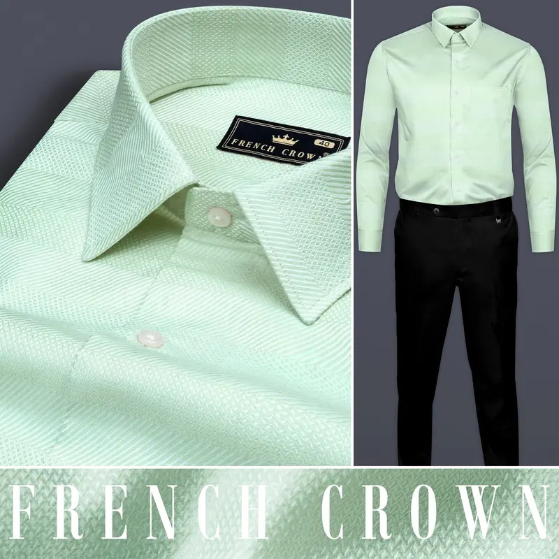 Jagged Ice Green Heavyweight Dobby Textured Premium Giza Cotton Shirt 10