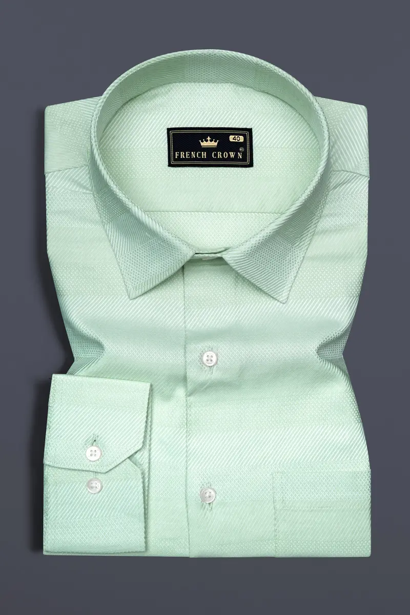 Jagged Ice Green Heavyweight Dobby Textured Premium Giza Cotton Shirt 3