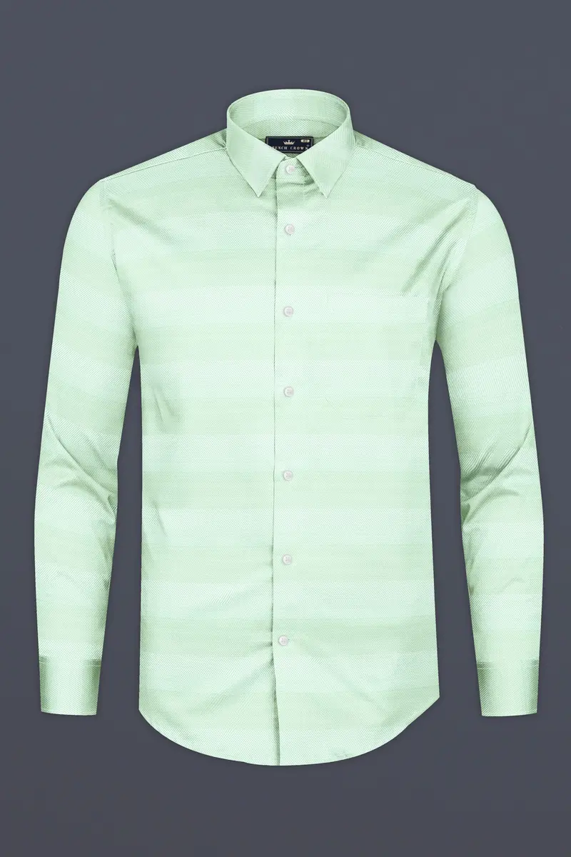 Jagged Ice Green Heavyweight Dobby Textured Premium Giza Cotton Shirt 4