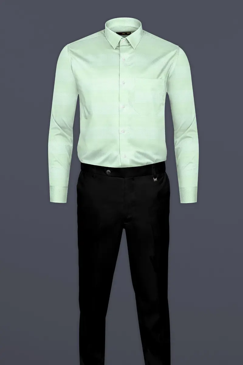 Jagged Ice Green Heavyweight Dobby Textured Premium Giza Cotton Shirt 6