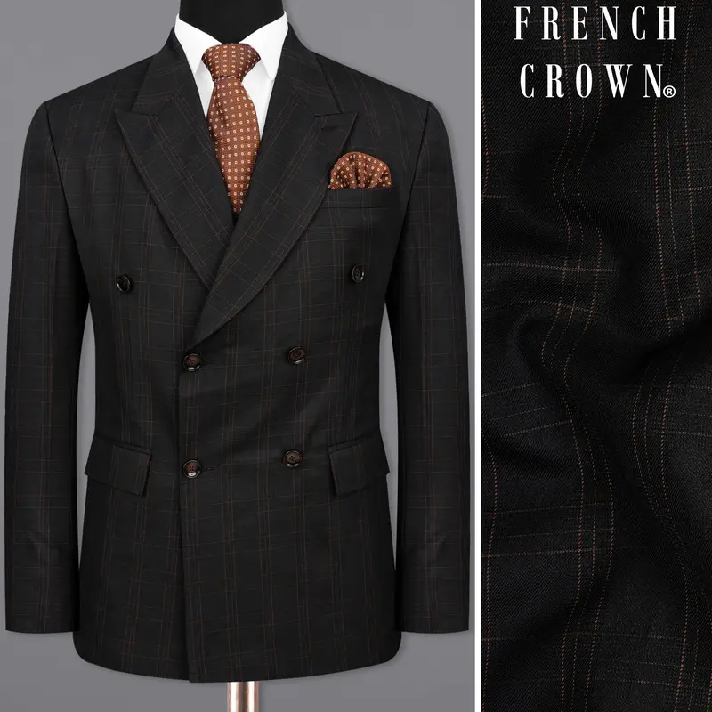 Jaguar Black Plaid Double Breasted Blazer 1