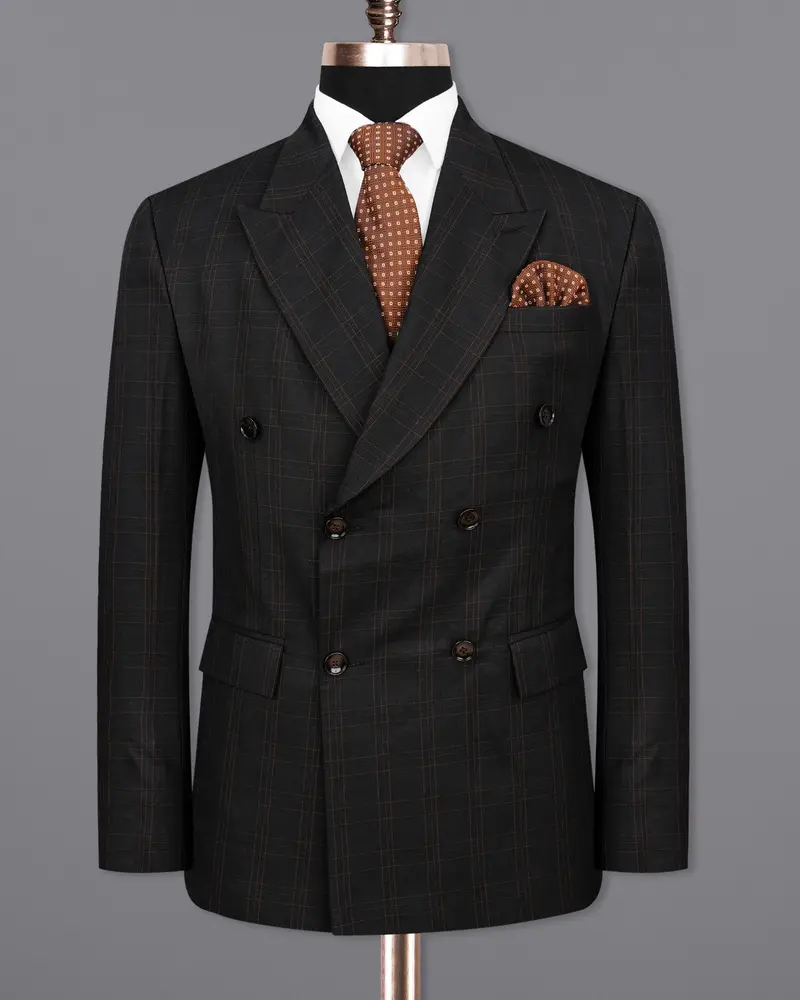 Jaguar Black Plaid Double Breasted Blazer 8