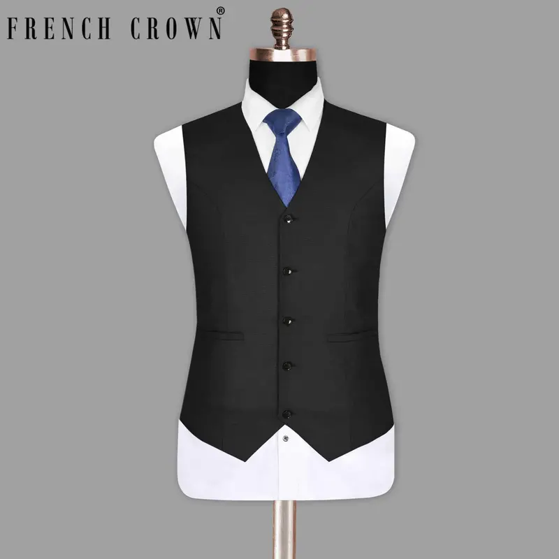 Jaguar Black Subtle Checked Waistcoat 1