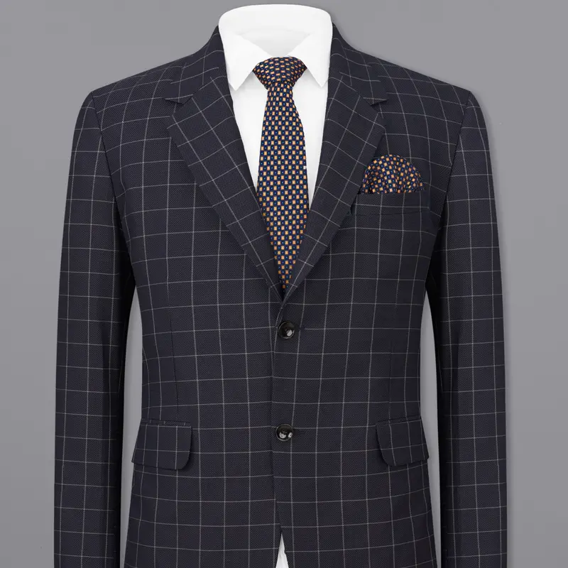 Jaguar Black Windowpane Single Breasted Blazer 1