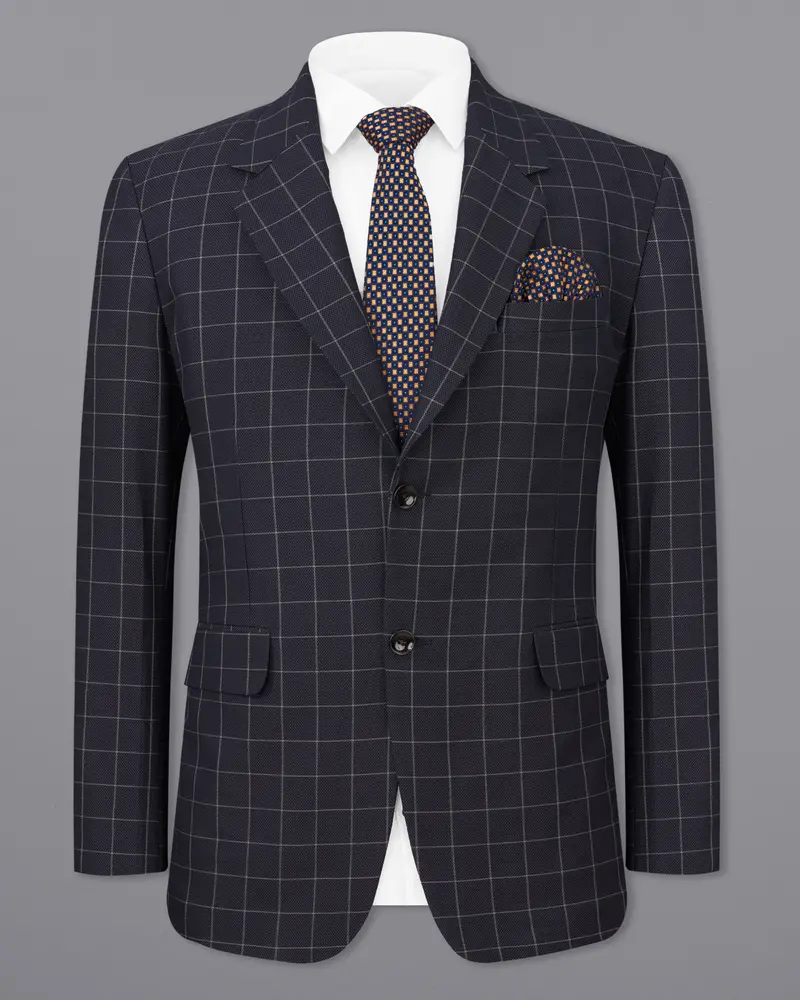 Jaguar Black Windowpane Single Breasted Blazer 2
