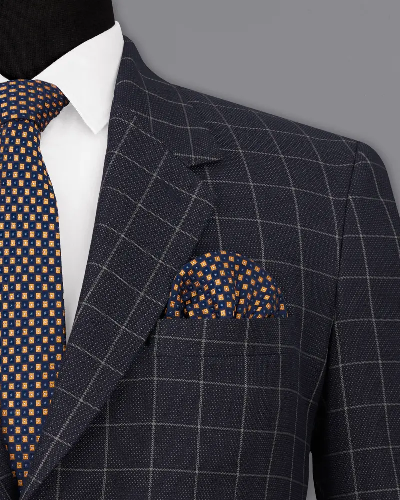 Jaguar Black Windowpane Single Breasted Blazer 6