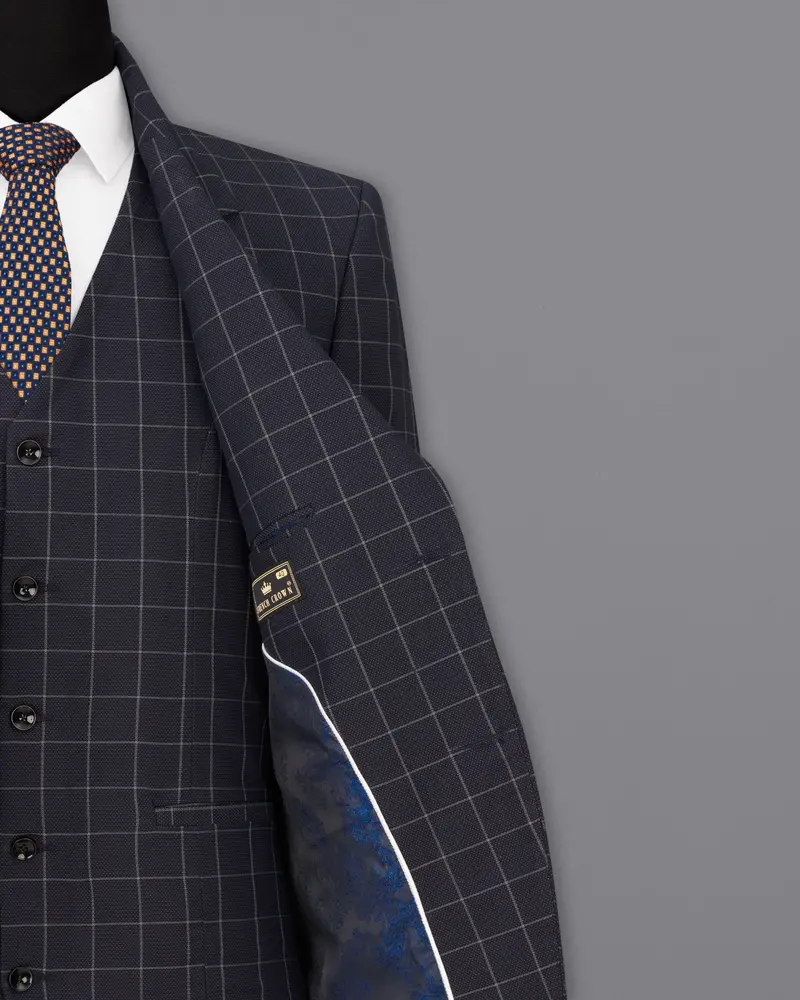 Jaguar Black Windowpane Single Breasted Blazer 7