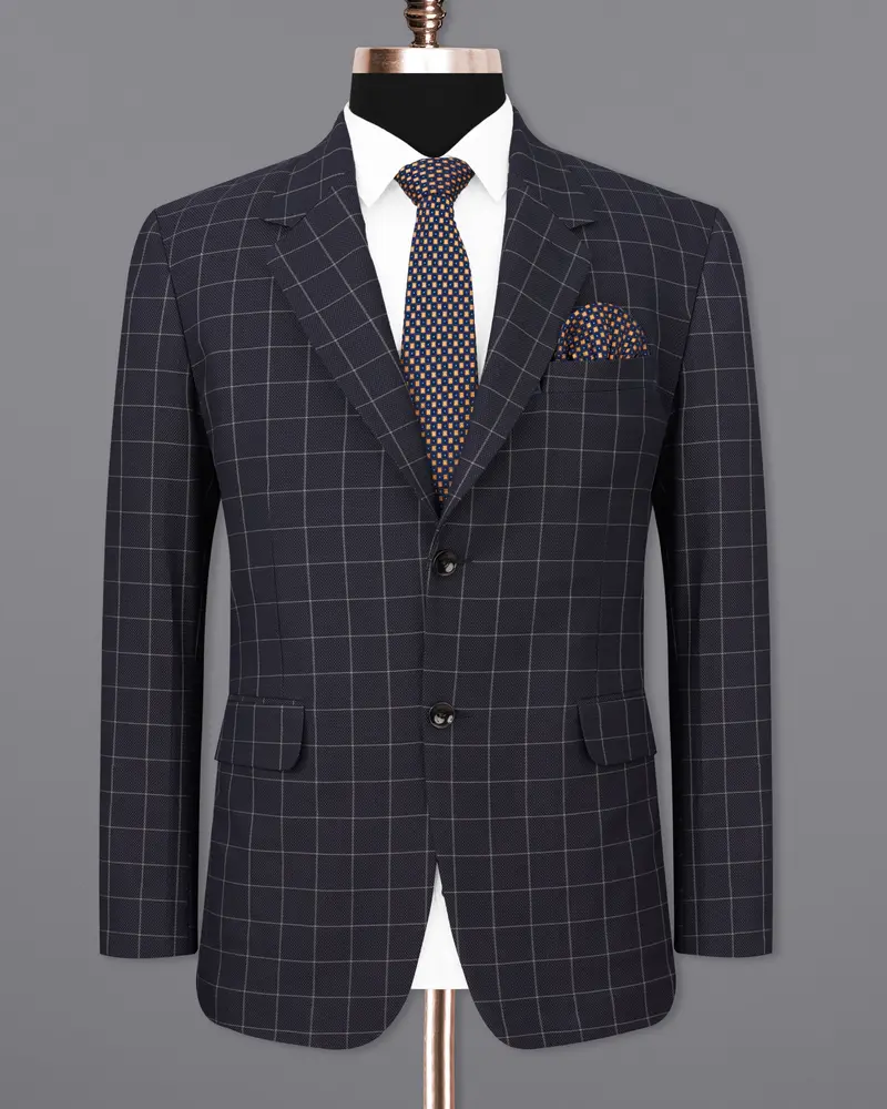 Jaguar Black Windowpane Single Breasted Blazer 8