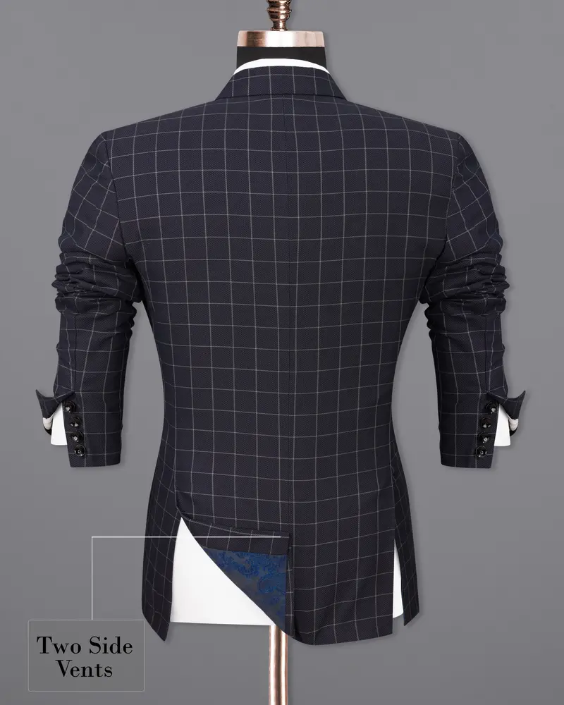 Jaguar Black Windowpane Single Breasted Blazer 9