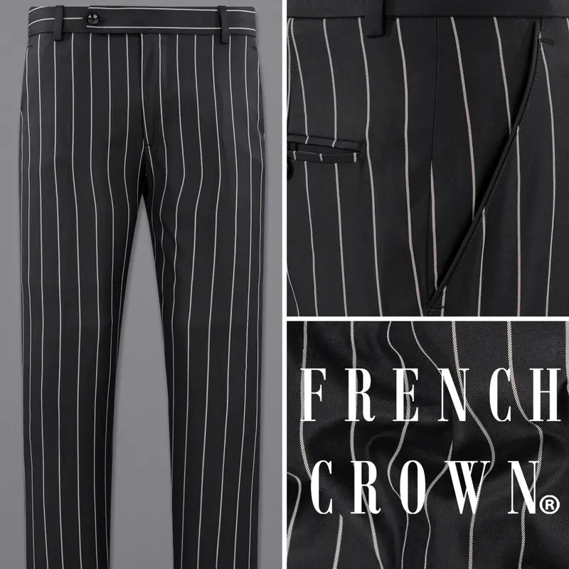 Jaguar Black With Concrete Gray Striped Pant 1