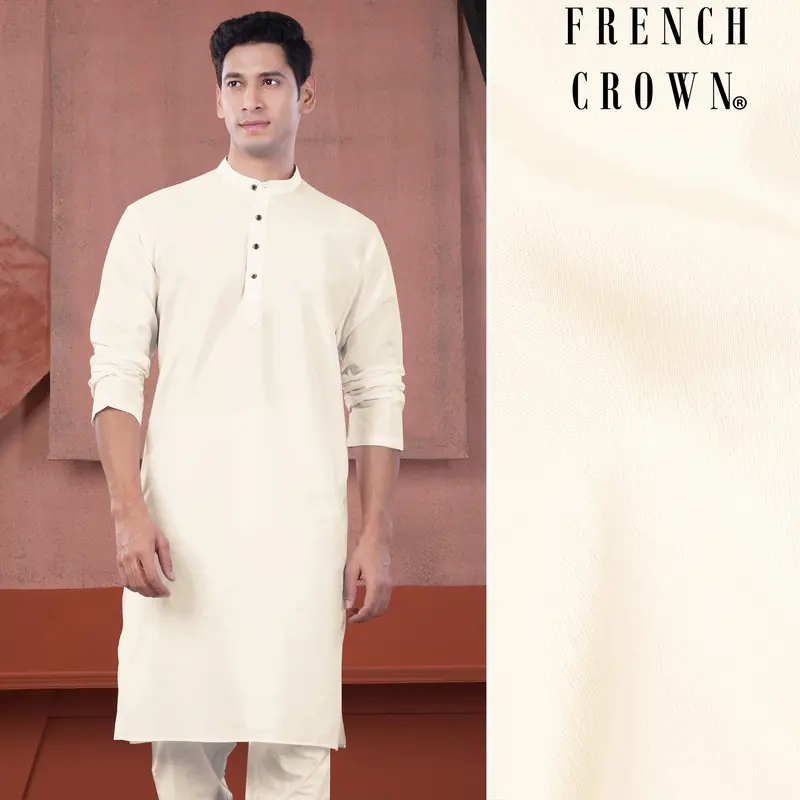 Janna Beige Subtle Sheen Viscose Kurta 1