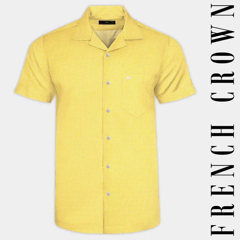 Jasmine Yellow Mini Checkered Twill Cotton Shirt 1