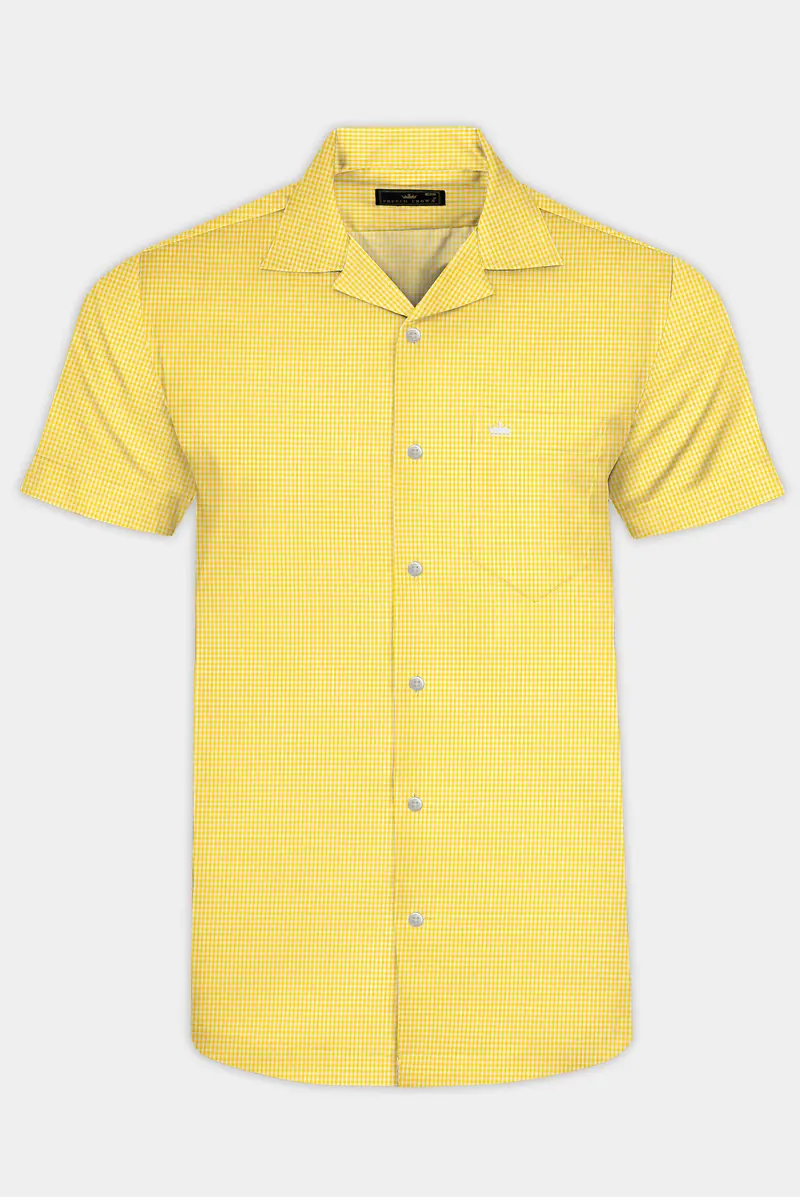 Jasmine Yellow Mini Checkered Twill Cotton Shirt 2