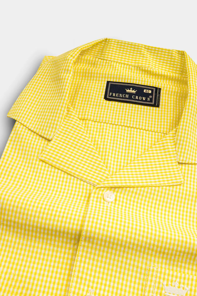 Jasmine Yellow Mini Checkered Twill Cotton Shirt 4