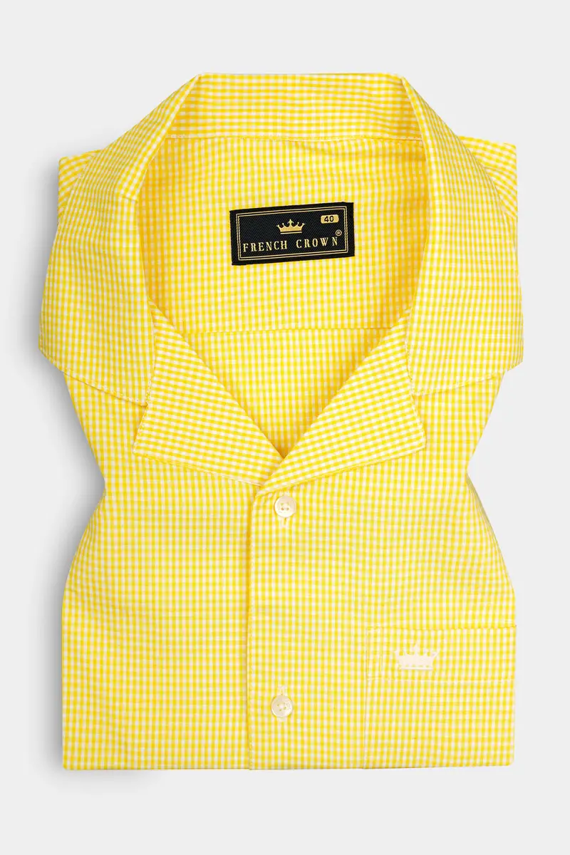 Jasmine Yellow Mini Checkered Twill Cotton Shirt 5