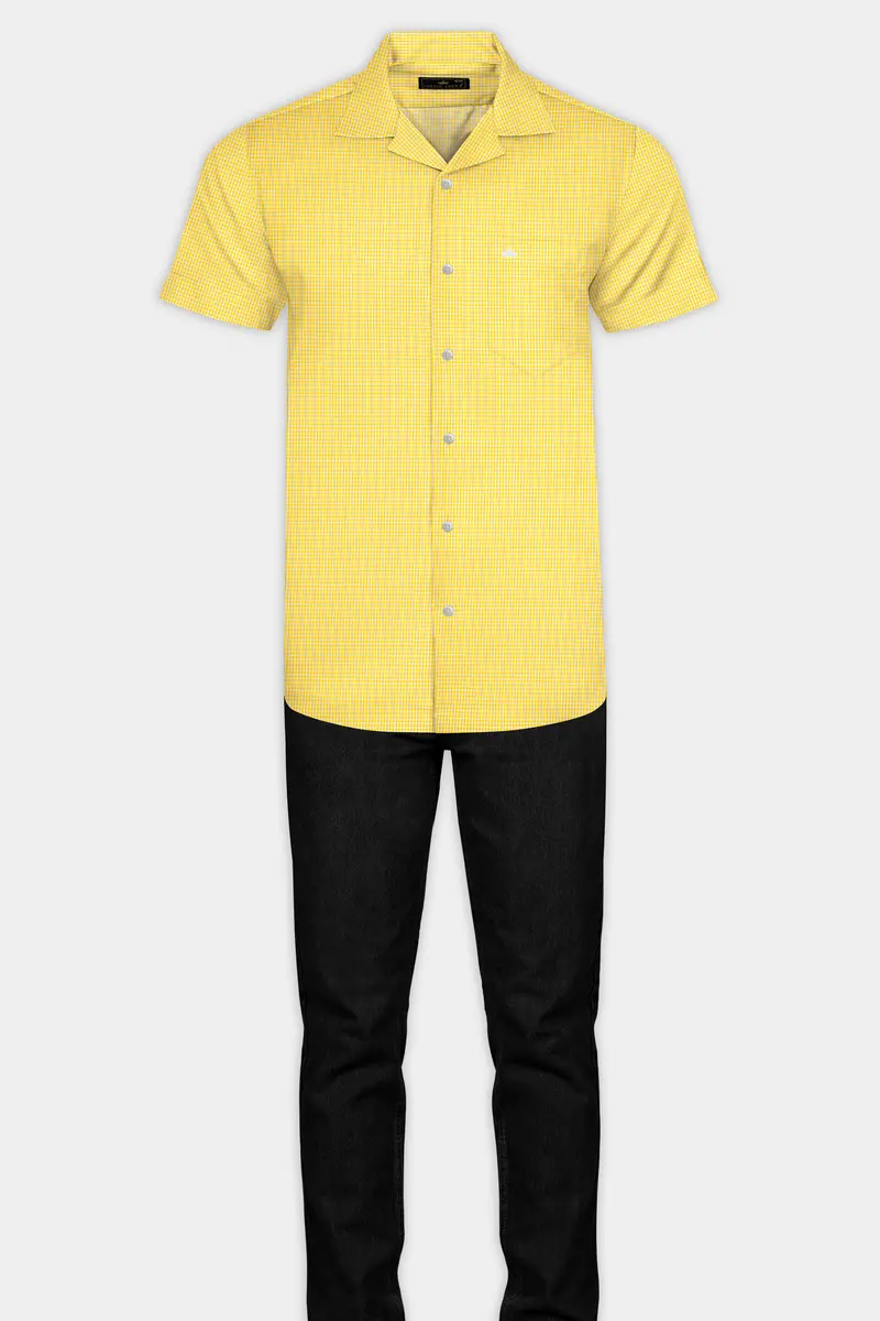 Jasmine Yellow Mini Checkered Twill Cotton Shirt 7
