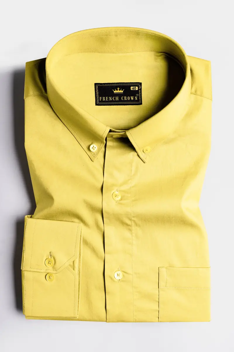 Jasmine Yellow Subtle Sheen Super Soft Premium Cotton Shirt 3