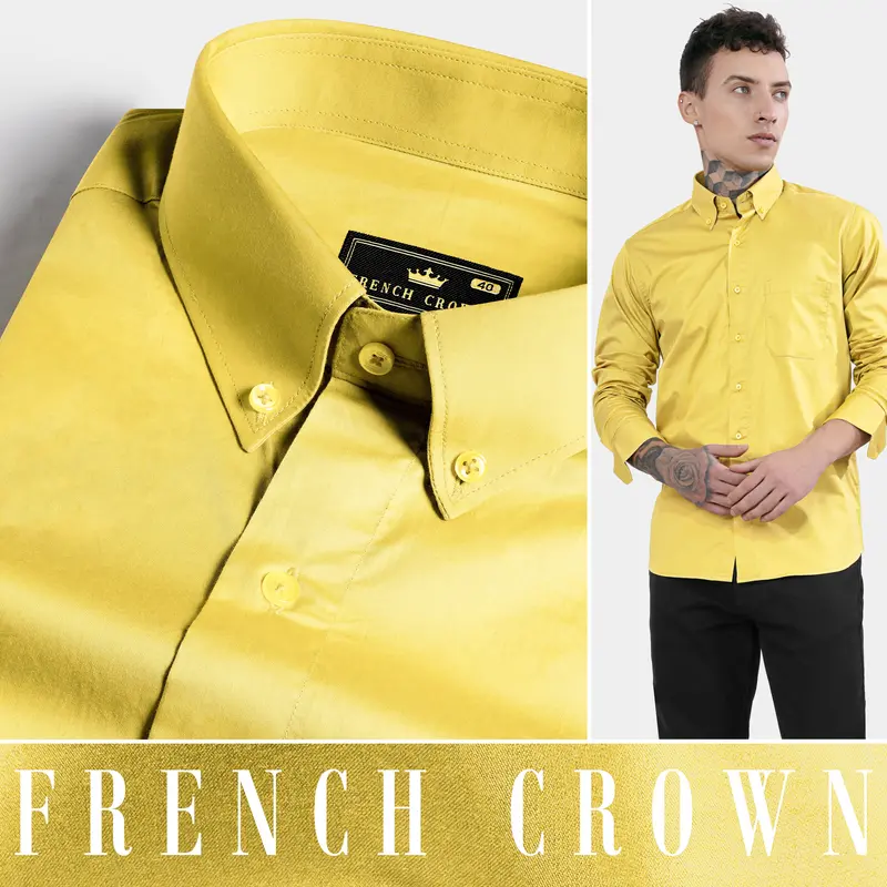 Jasmine Yellow Subtle Sheen Super Soft Premium Cotton Shirt 4