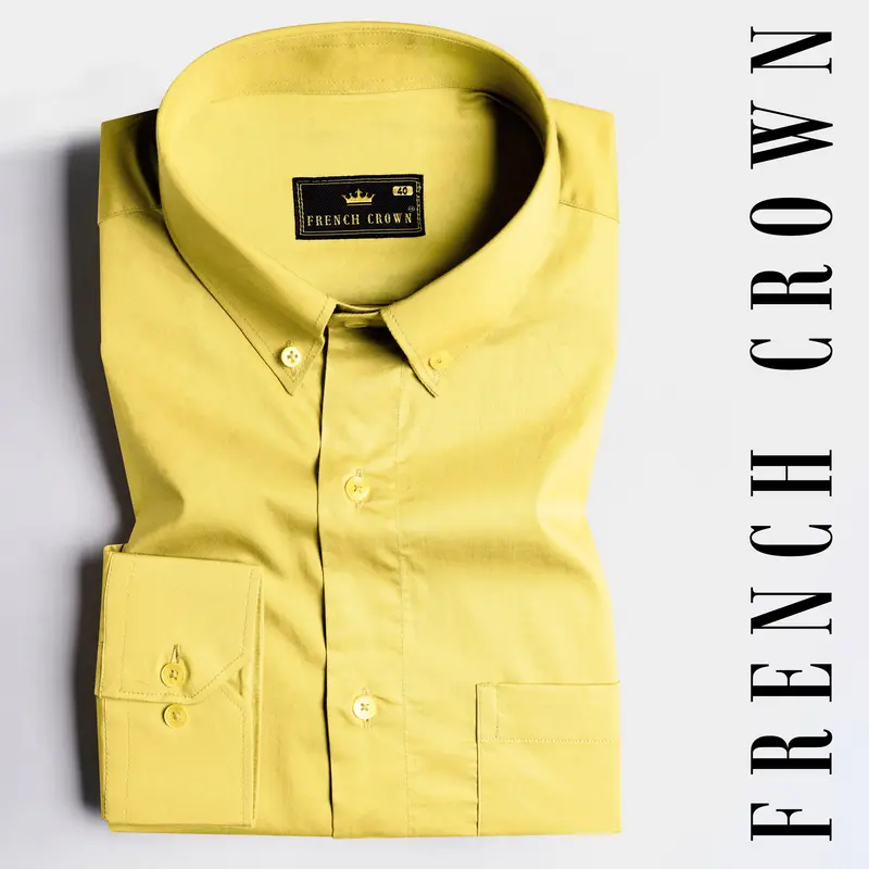 Jasmine Yellow Subtle Sheen Super Soft Premium Cotton Shirt 7